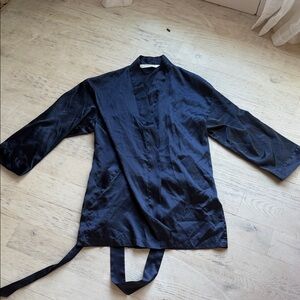 Navy Satin Wrap Jacket